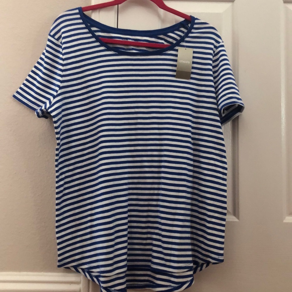 Chico’s Blue and White stripe T-shirt